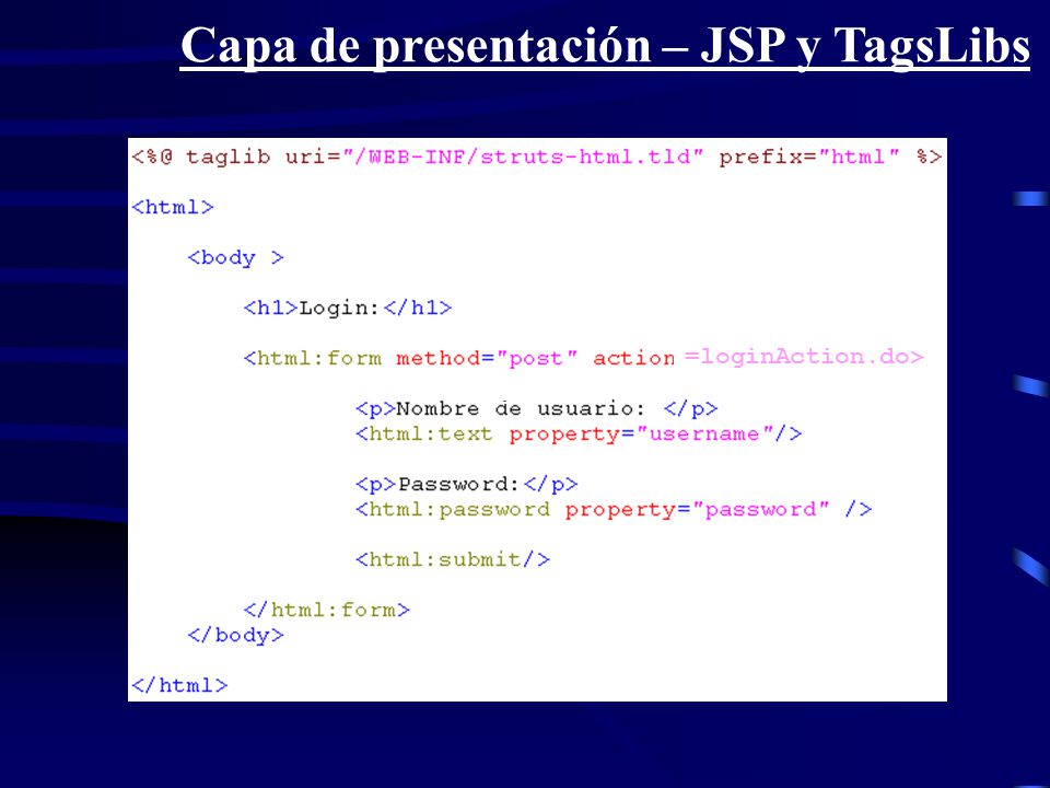 Capa de presentación – JSP y TagsLibs