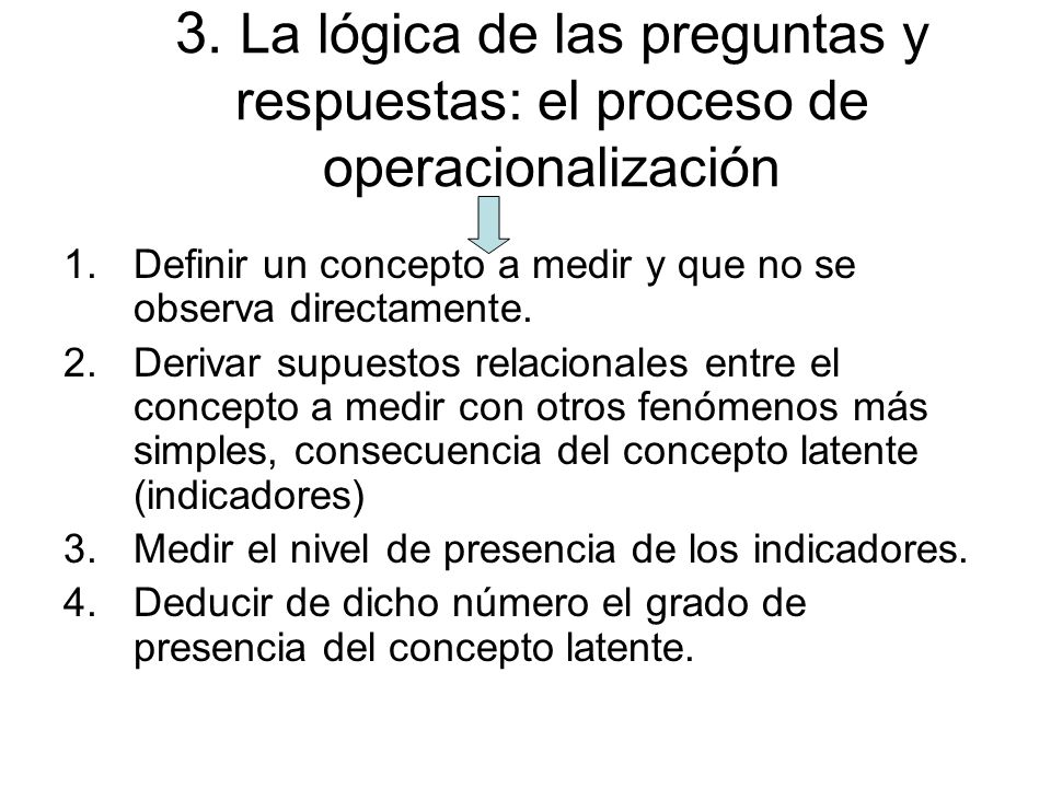 3. La lógica de las preguntas y respuestas: el proceso de operacionalización