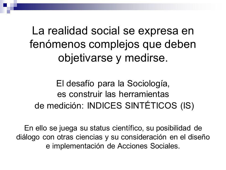 La realidad social se expresa en fenómenos complejos que deben objetivarse y medirse.