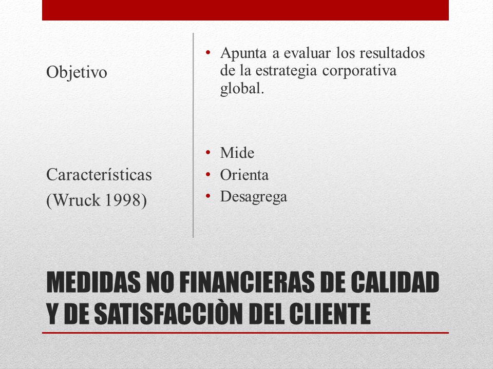MEDIDAS NO FINANCIERAS DE CALIDAD Y DE SATISFACCIÒN DEL CLIENTE