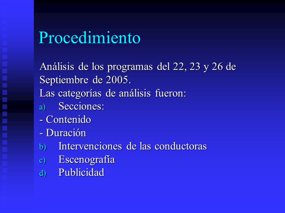 Procedimiento Análisis de los programas del 22, 23 y 26 de