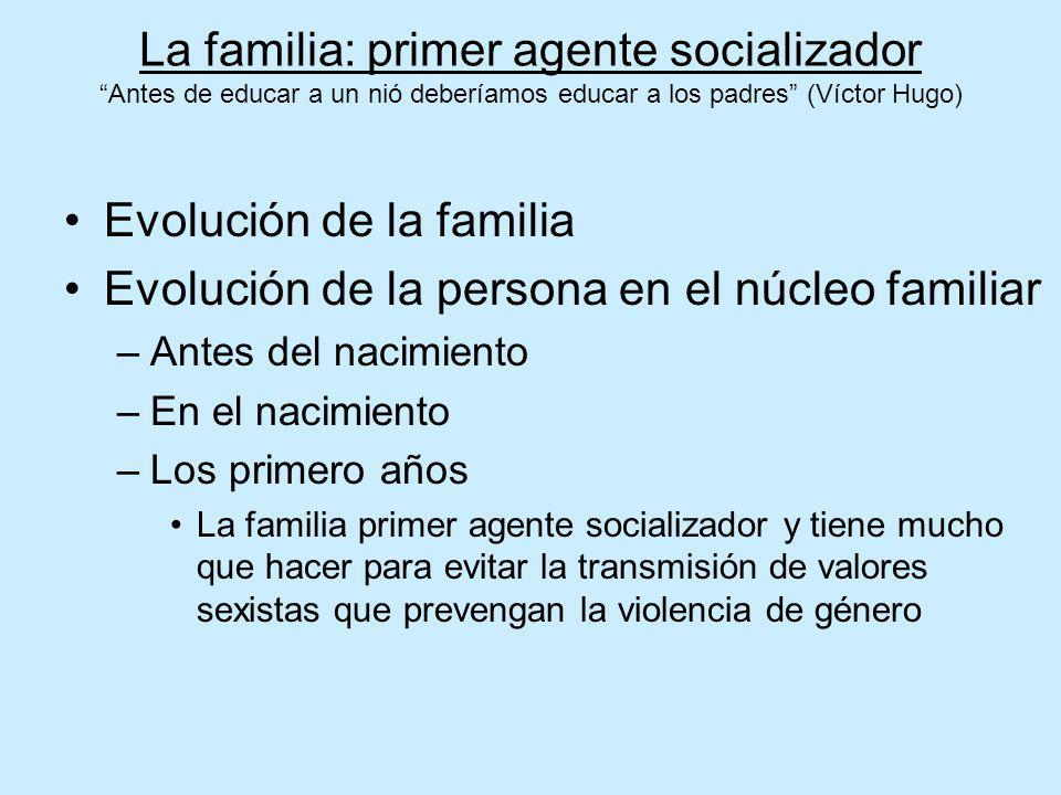 Evolución de la familia Evolución de la persona en el núcleo familiar