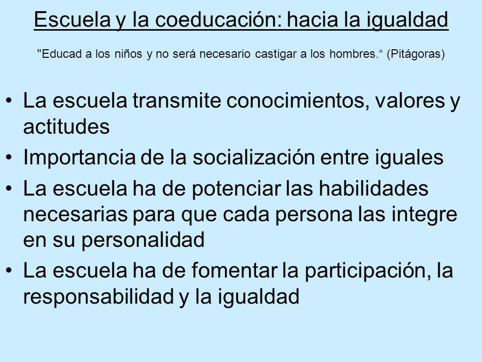 Escuela y la coeducación: hacia la igualdad Educad a los niños y no será necesario castigar a los hombres. (Pitágoras)