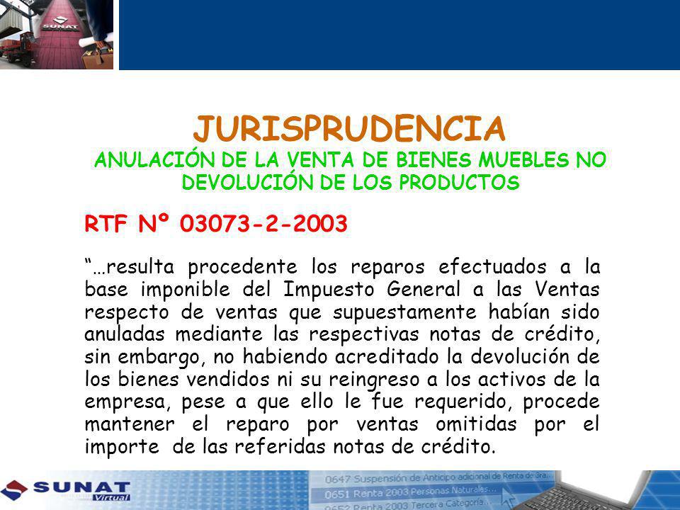 JURISPRUDENCIA ANULACIÓN DE LA VENTA DE BIENES MUEBLES NO DEVOLUCIÓN DE LOS PRODUCTOS
