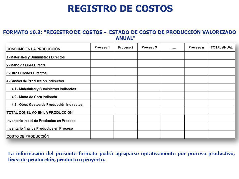 REGISTRO DE COSTOS FORMATO 10.3: REGISTRO DE COSTOS - ESTADO DE COSTO DE PRODUCCIÓN VALORIZADO ANUAL