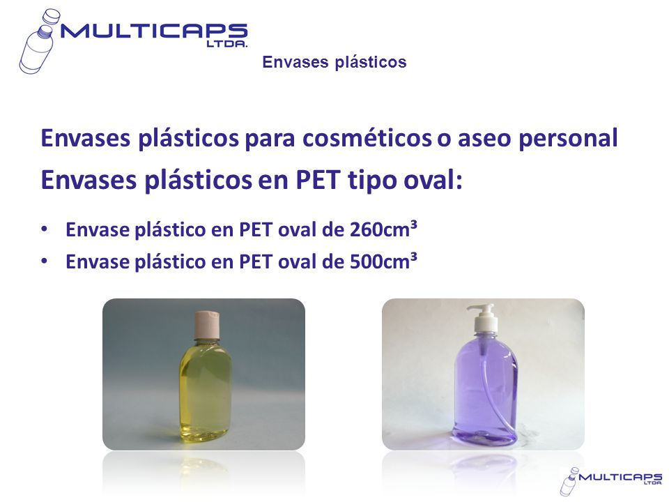Envases plásticos en PET tipo oval: