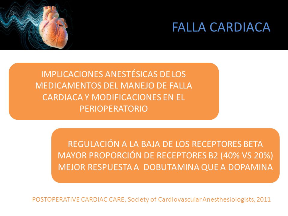 FALLA CARDIACA IMPLICACIONES ANESTÉSICAS DE LOS MEDICAMENTOS DEL MANEJO DE FALLA CARDIACA Y MODIFICACIONES EN EL PERIOPERATORIO.