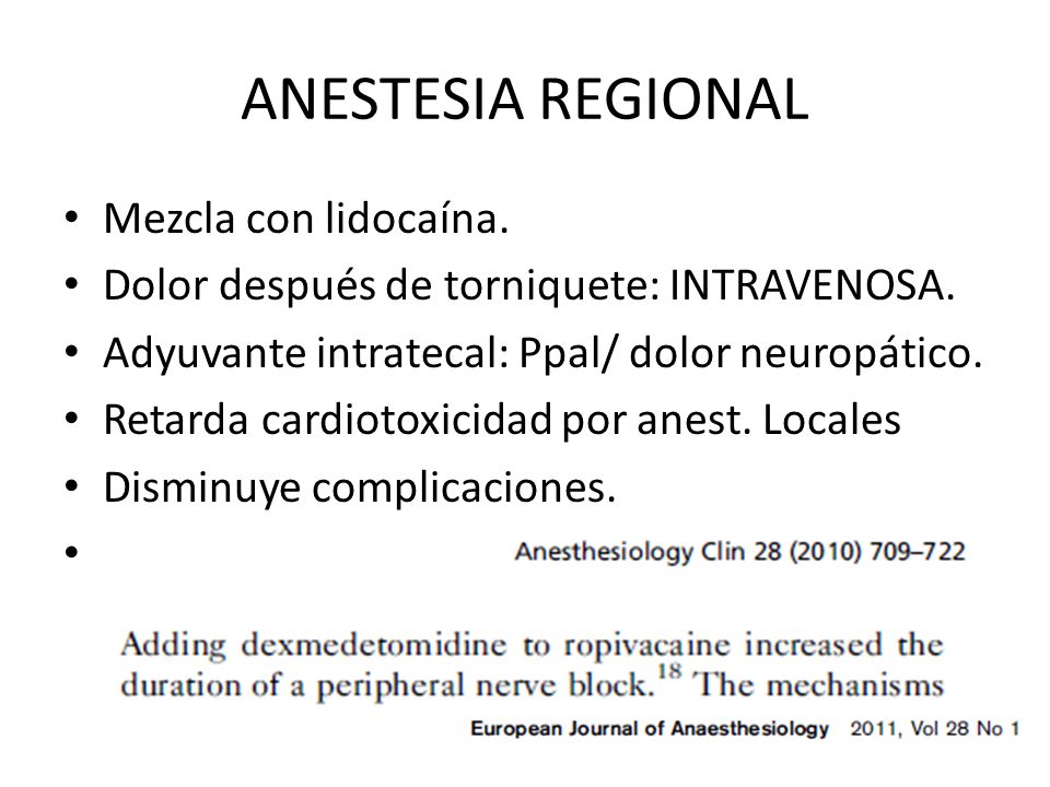 ANESTESIA REGIONAL Mezcla con lidocaína.