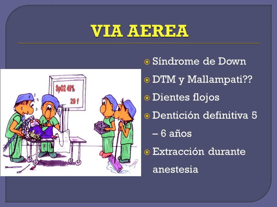 VIA AEREA Síndrome de Down DTM y Mallampati Dientes flojos
