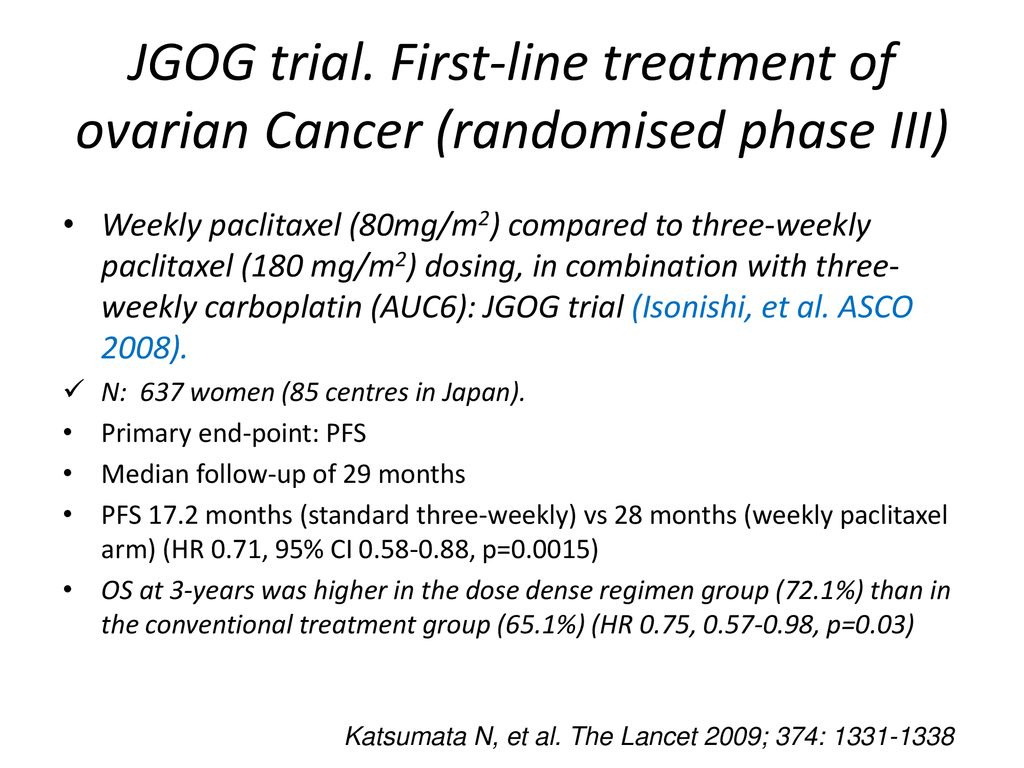 JGOG trial. First-line treatment of ovarian Cancer (randomised phase III)