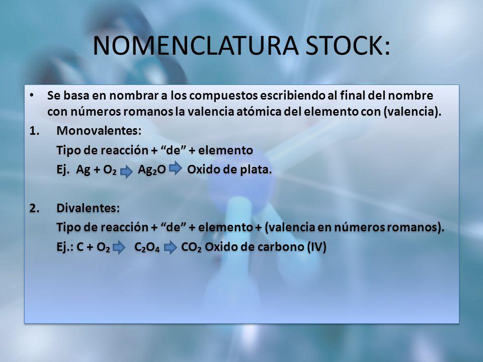 NOMENCLATURA STOCK: