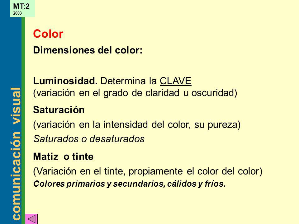 Color Dimensiones del color: Luminosidad. Determina la CLAVE