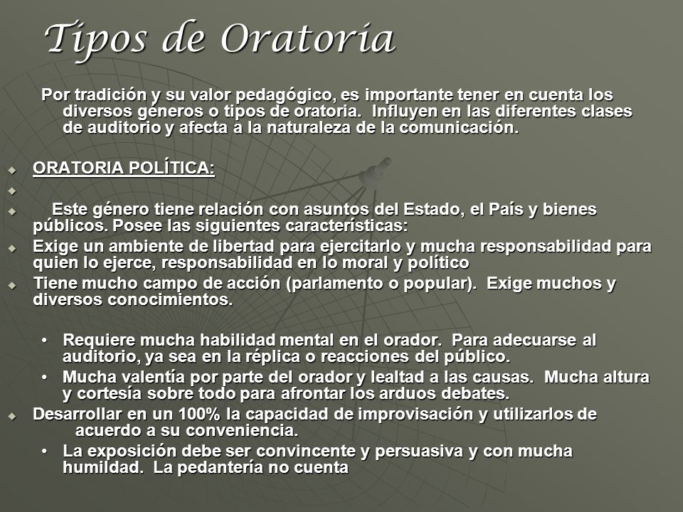 Tipos de Oratoria