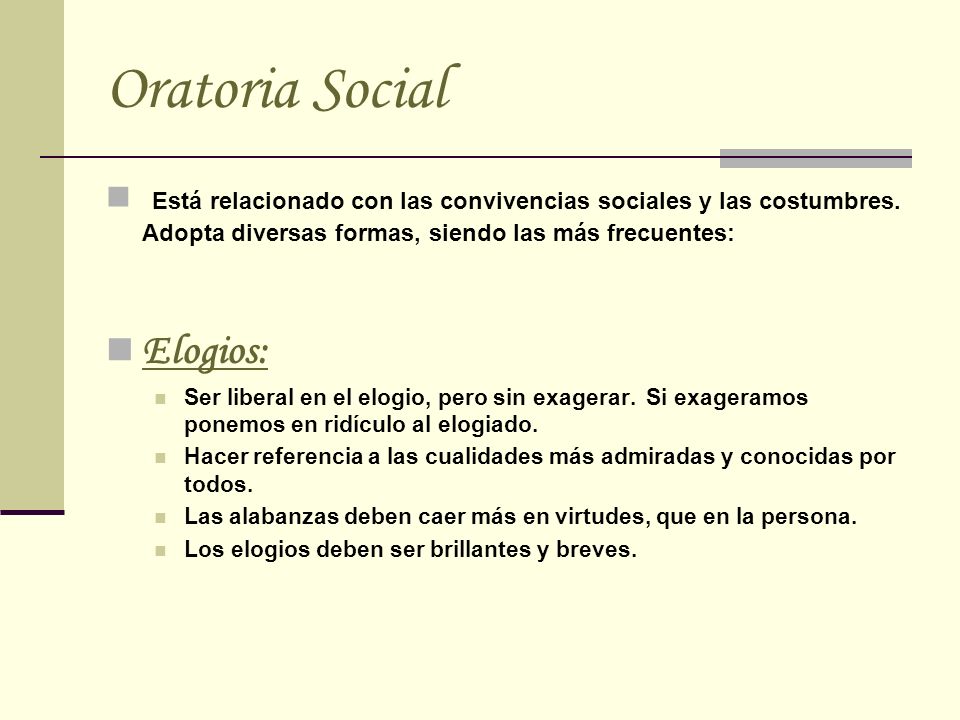 Oratoria Social Elogios: