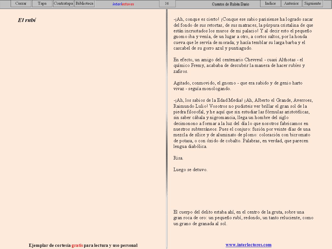 Ejemplar de cortesía gratis para lectura y uso personal