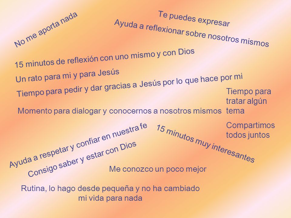Ayuda a reflexionar sobre nosotros mismos No me aporta nada