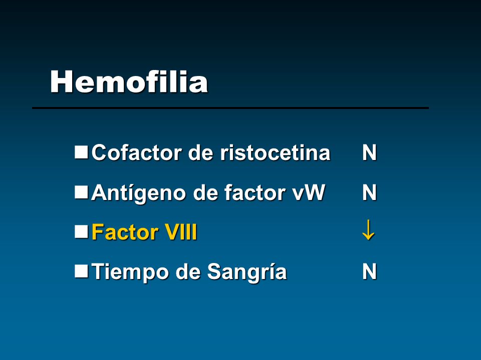 Hemofilia Cofactor de ristocetina N Antígeno de factor vW N