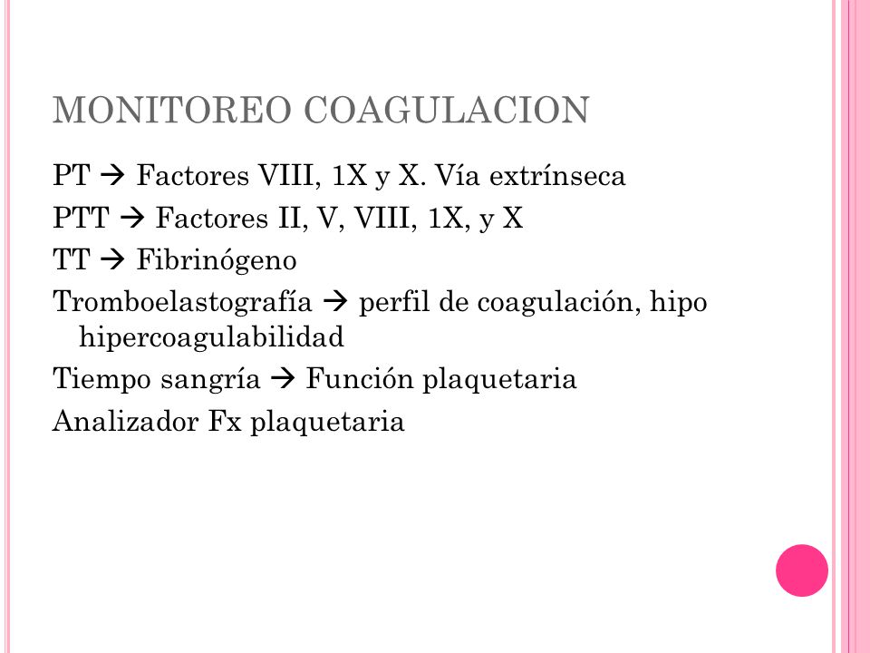MONITOREO COAGULACION