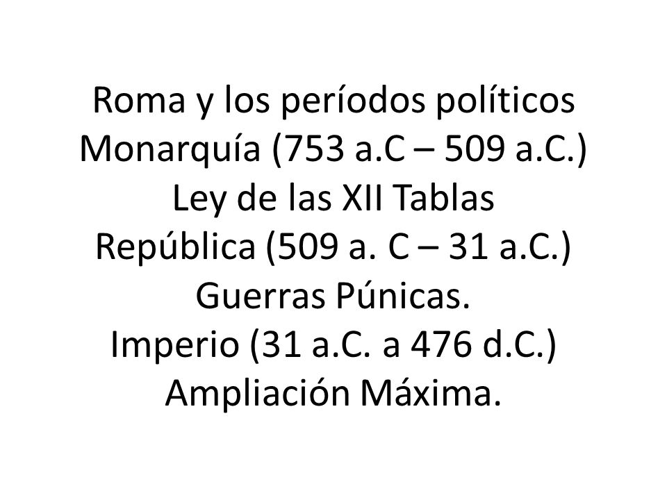 Roma y los períodos políticos Monarquía (753 a. C – 509 a. C