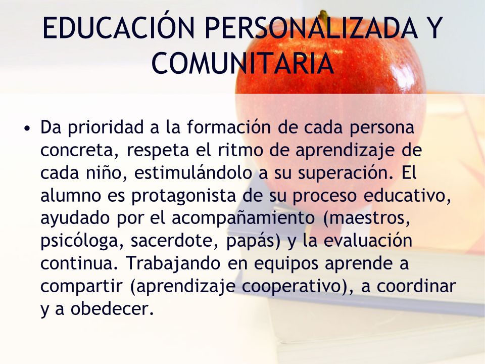 EDUCACIÓN PERSONALIZADA Y COMUNITARIA