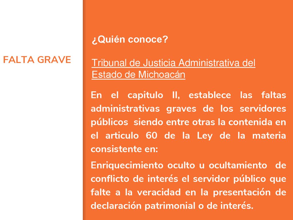 ¿Quién conoce Tribunal de Justicia Administrativa del Estado de Michoacán. FALTA GRAVE.
