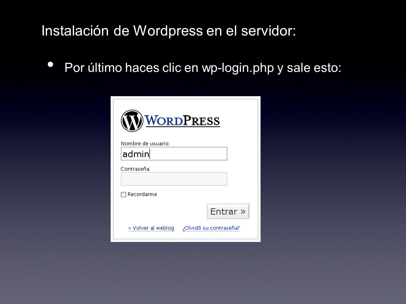 Instalación de Wordpress en el servidor:
