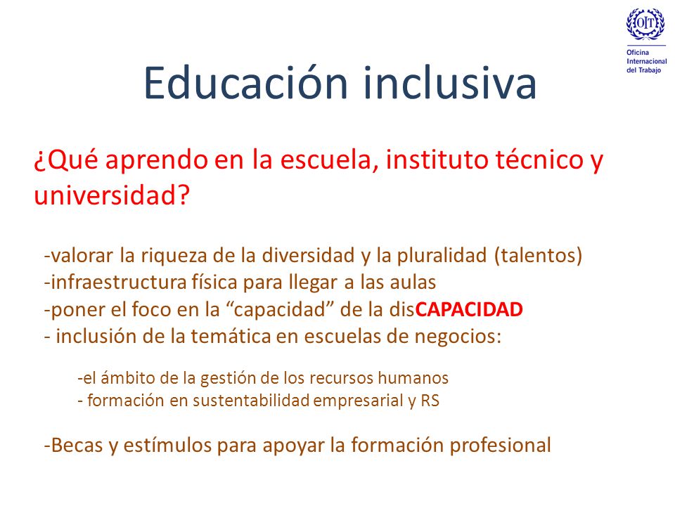 Educación inclusiva ¿Qué aprendo en la escuela, instituto técnico y universidad valorar la riqueza de la diversidad y la pluralidad (talentos)
