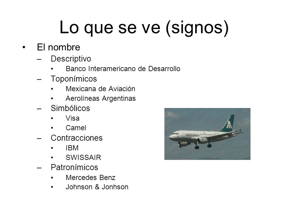 Lo que se ve (signos) El nombre Descriptivo Toponímicos Simbólicos