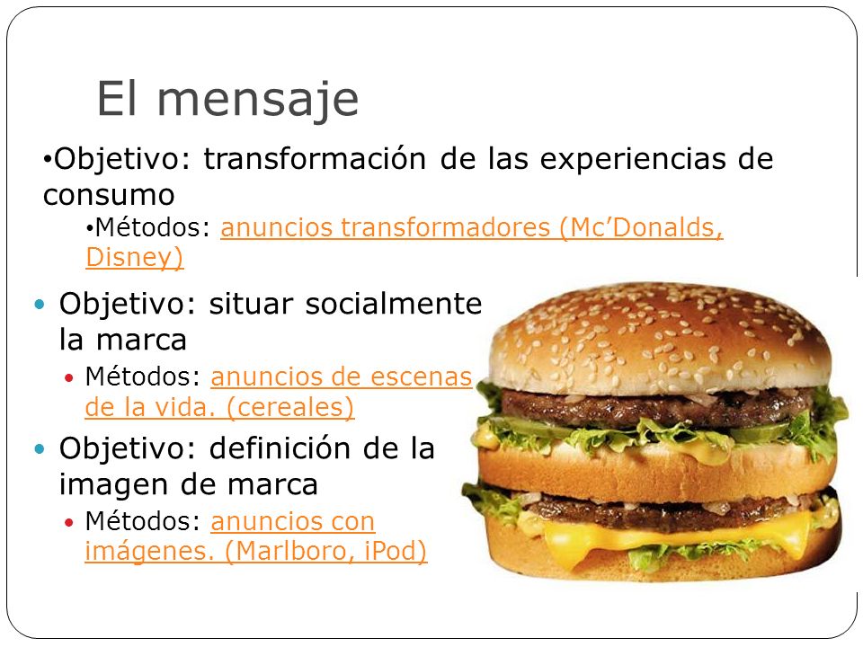 El mensaje Objetivo: transformación de las experiencias de consumo
