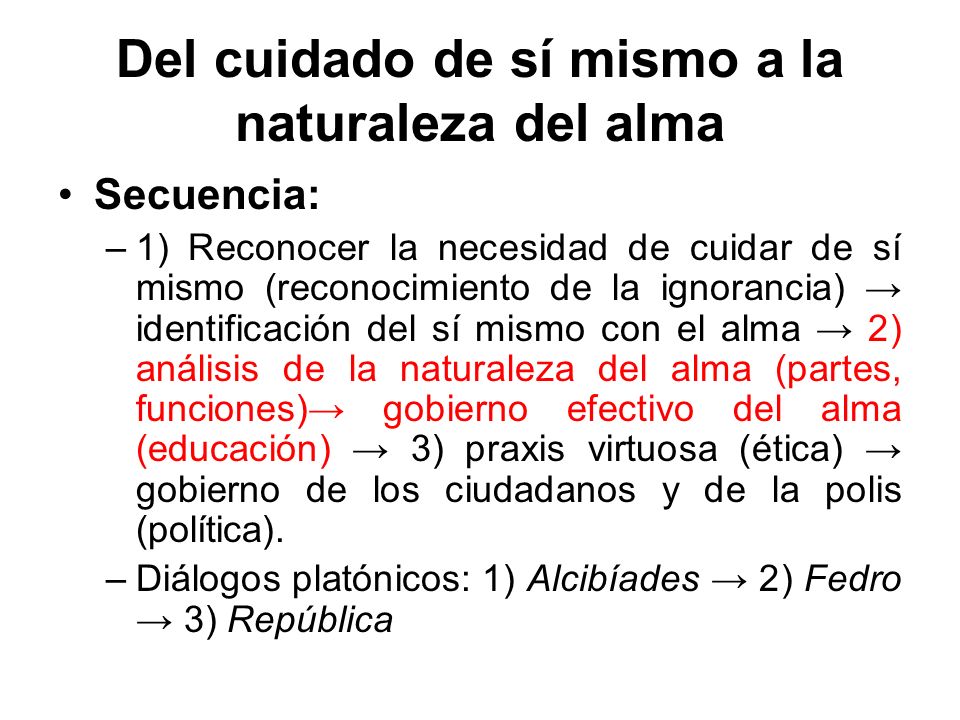 Del cuidado de sí mismo a la naturaleza del alma