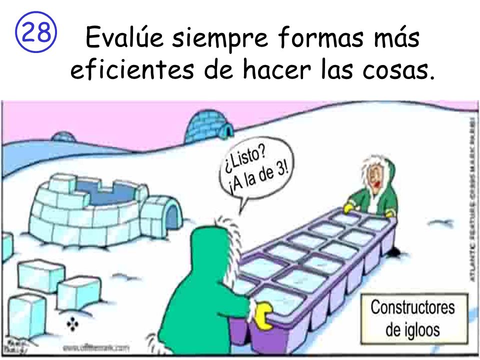 Evalúe siempre formas más eficientes de hacer las cosas.