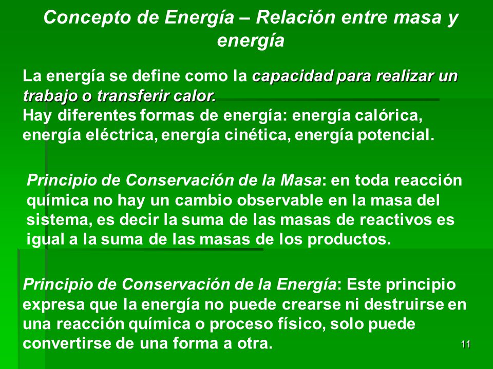 Concepto de Energía – Relación entre masa y energía