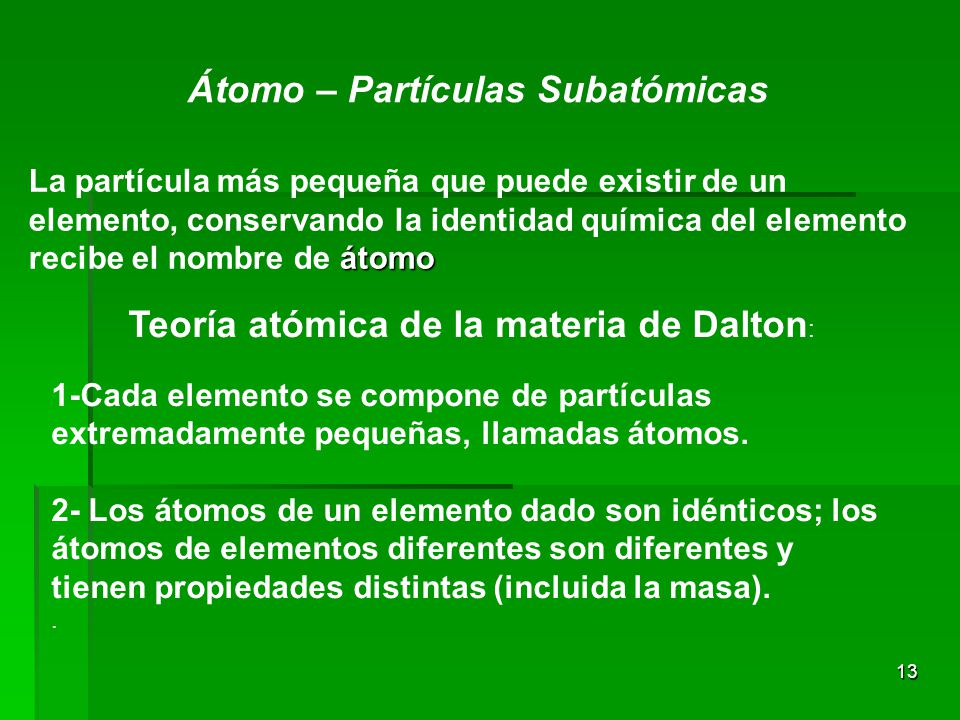 Teoría atómica de la materia de Dalton: