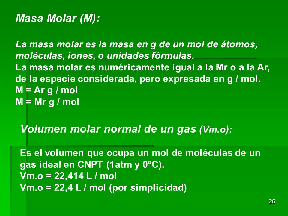 Volumen molar normal de un gas (Vm.o):