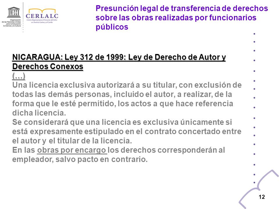 NICARAGUA: Ley 312 de 1999: Ley de Derecho de Autor y Derechos Conexos