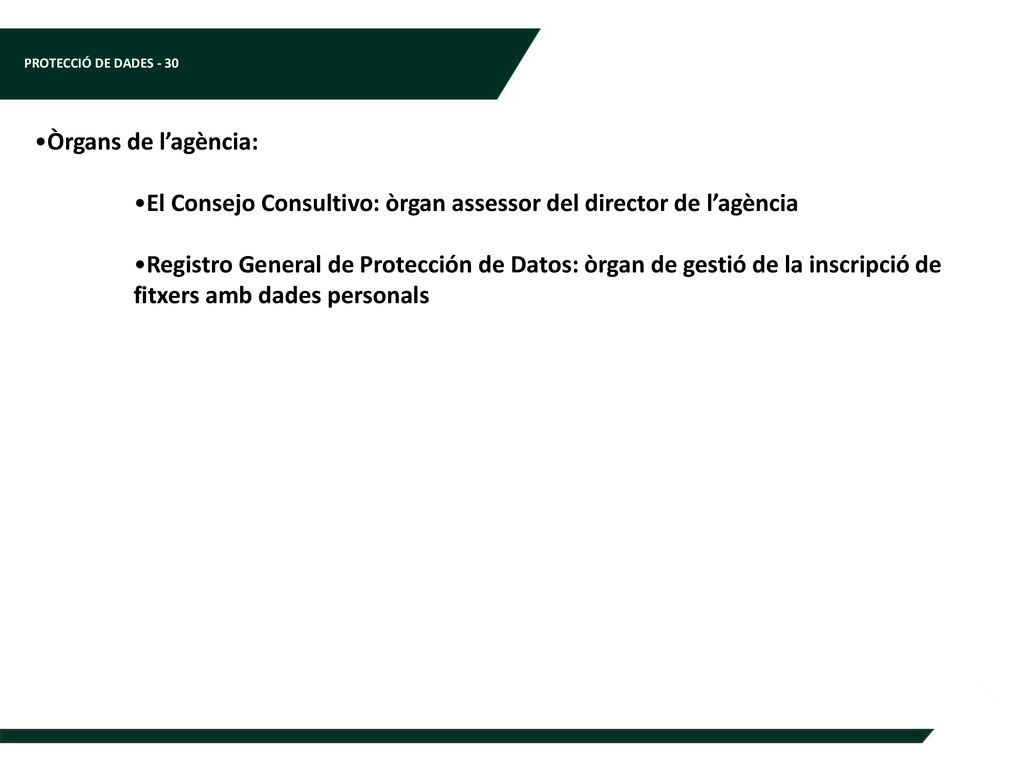 Òrgans de l’agència: El Consejo Consultivo: òrgan assessor del director de l’agència.