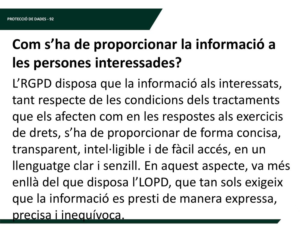 Com s’ha de proporcionar la informació a les persones interessades