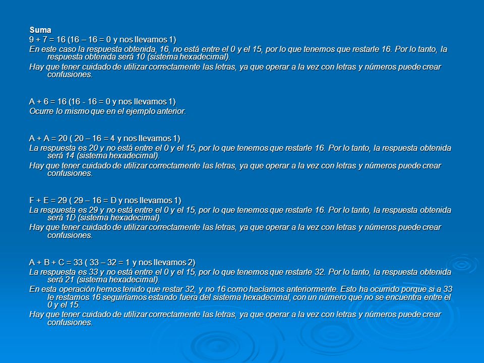 Suma = 16 (16 – 16 = 0 y nos llevamos 1)