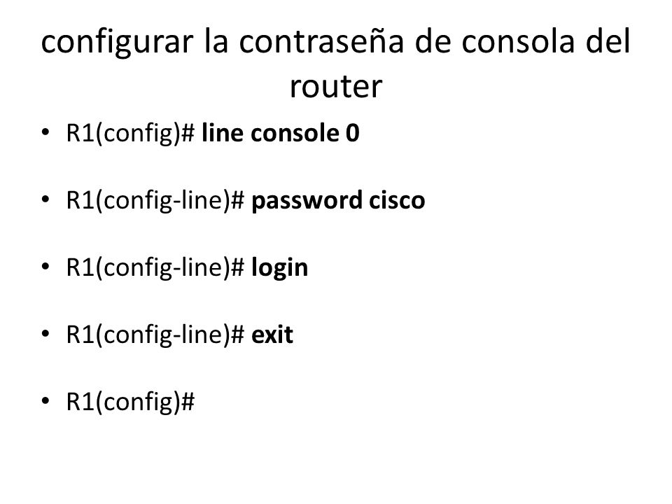 configurar la contraseña de consola del router