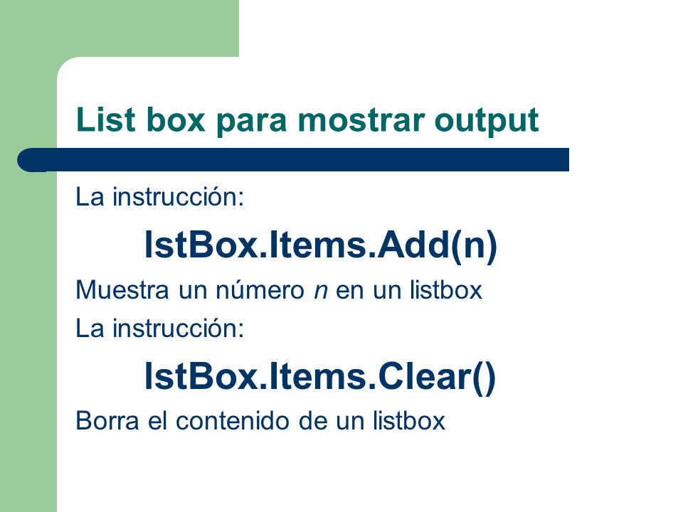 List box para mostrar output