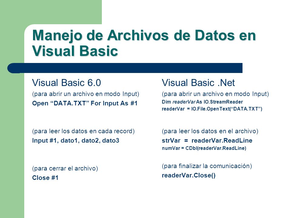 Manejo de Archivos de Datos en Visual Basic