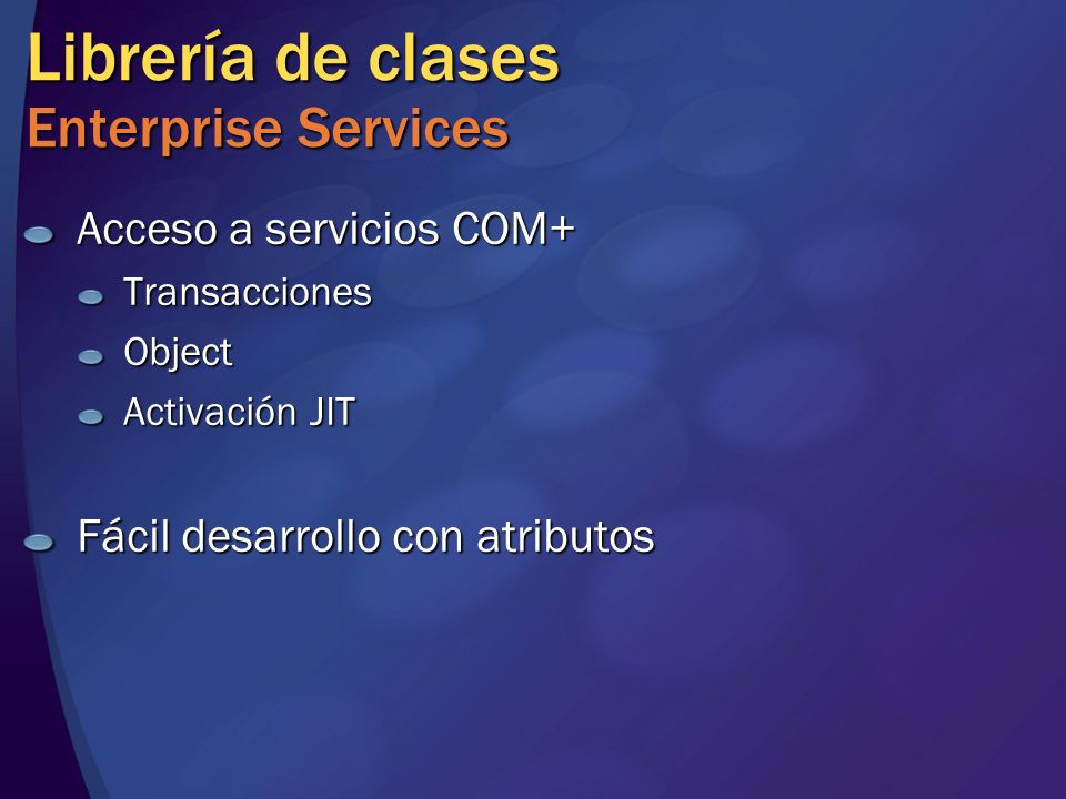 Librería de clases Enterprise Services
