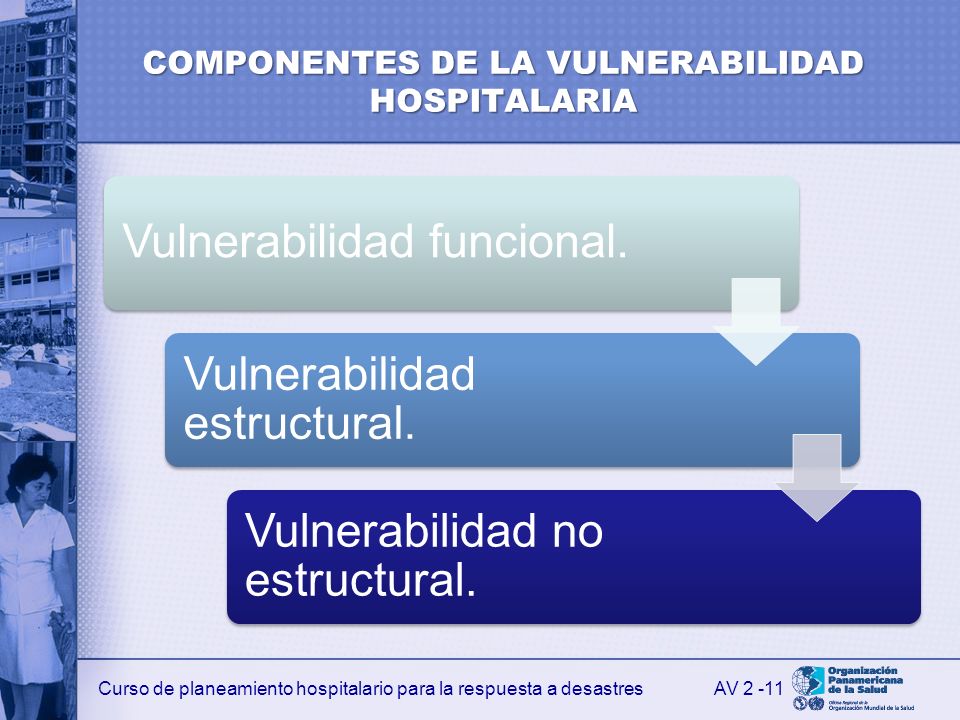COMPONENTES DE LA VULNERABILIDAD HOSPITALARIA