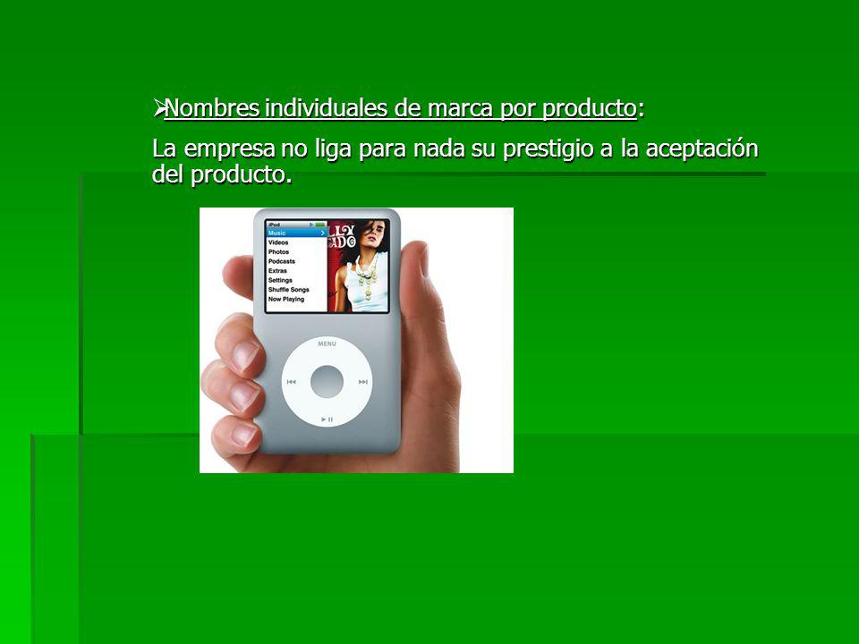 Nombres individuales de marca por producto: