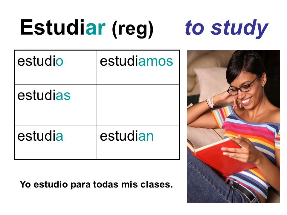 Estudiar (reg) to study