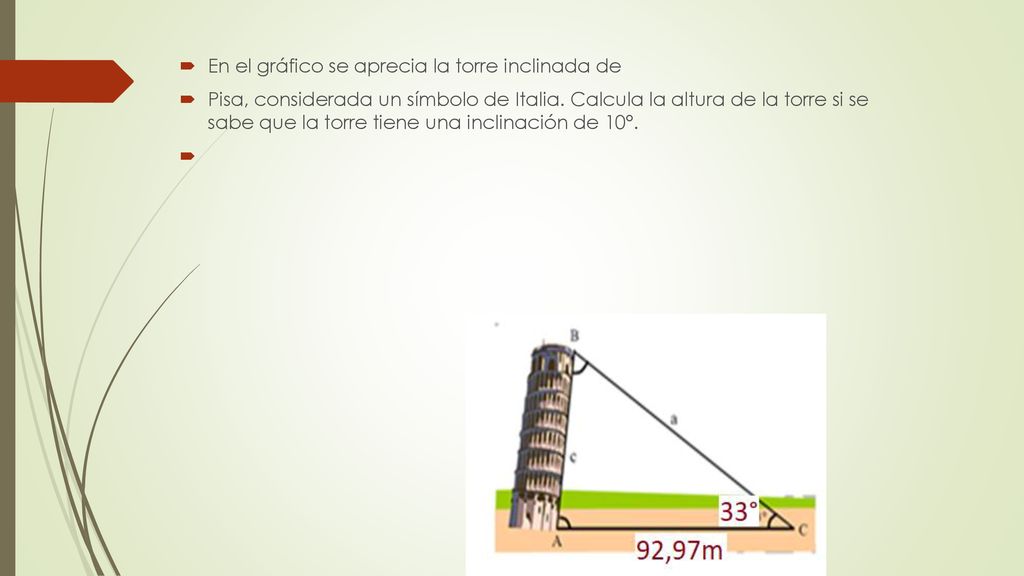 En el gráfico se aprecia la torre inclinada de