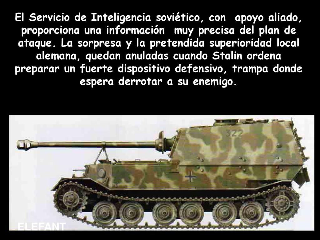 El Servicio de Inteligencia soviético, con apoyo aliado, proporciona una información muy precisa del plan de ataque. La sorpresa y la pretendida superioridad local alemana, quedan anuladas cuando Stalin ordena preparar un fuerte dispositivo defensivo, trampa donde espera derrotar a su enemigo.