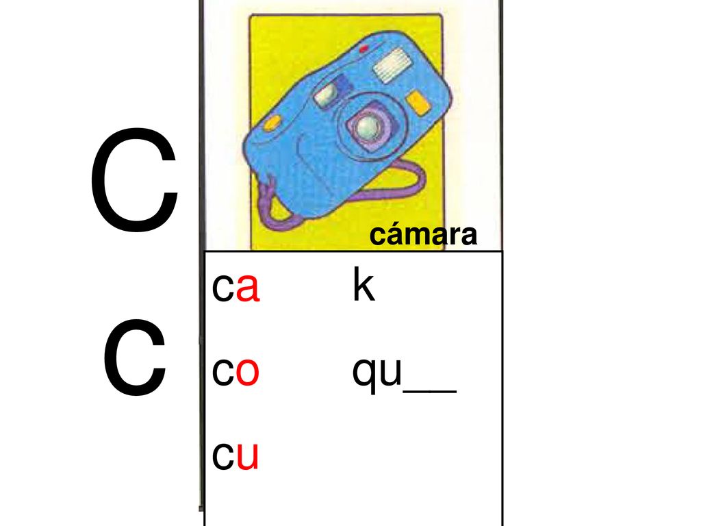 C c cámara ca k co qu__ cu Avión