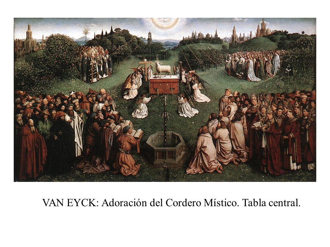 VAN EYCK: Adoración del Cordero Místico. Tabla central.