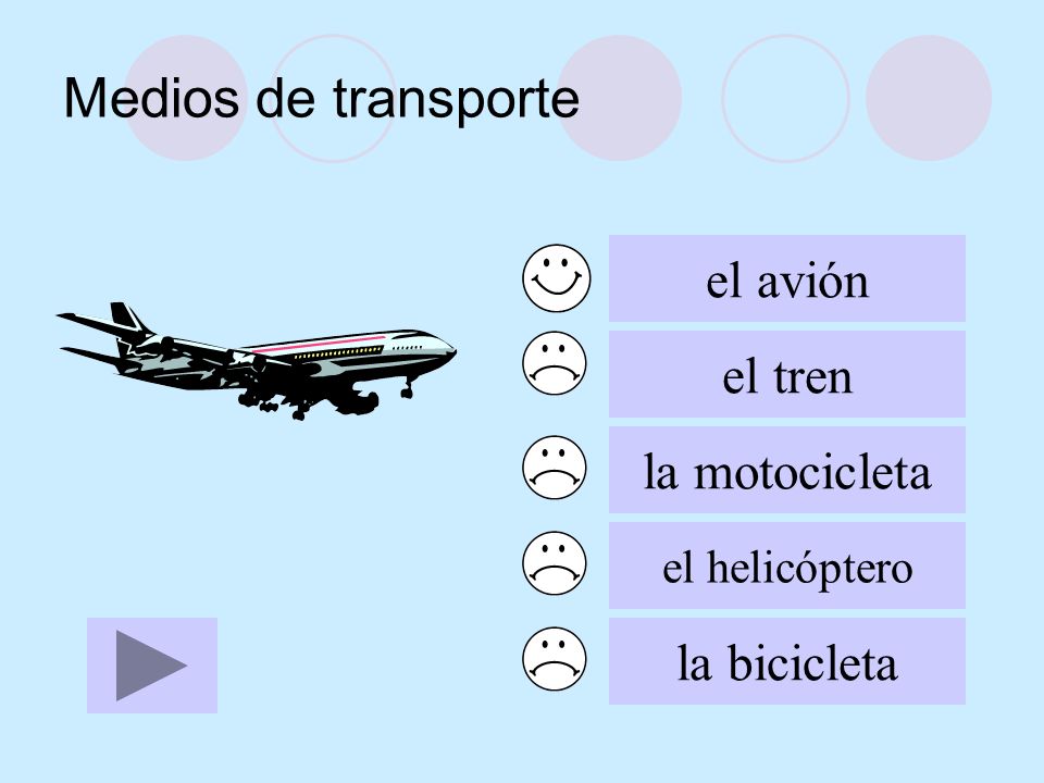 Medios de transporte el avión el tren la motocicleta la bicicleta